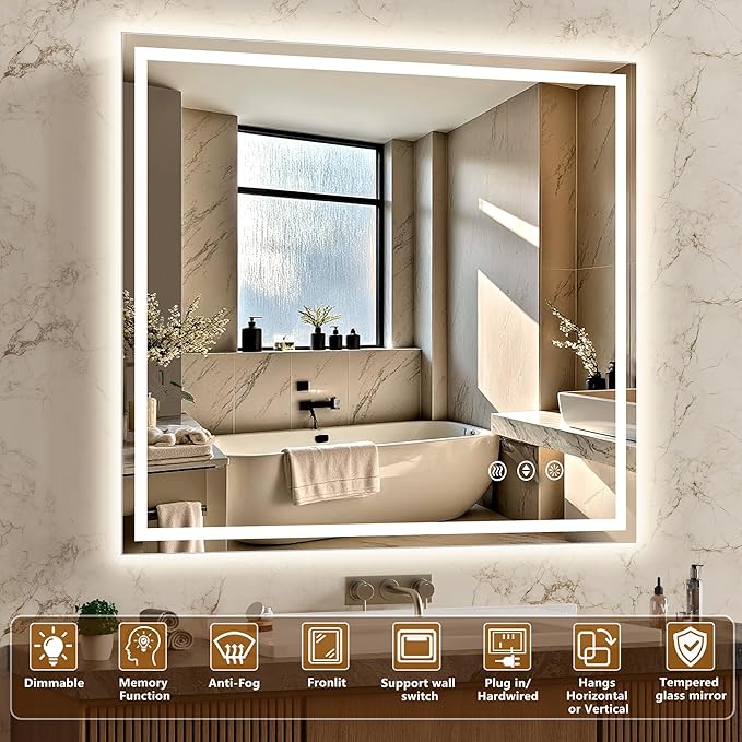 60x36 Inch LED Lighted Bathroom Mirror - Image 2