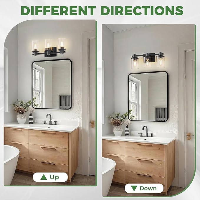 DORESshop 20 Inch Upgraded Bathroom Light Fixtures, 3-Light Black Bathroom - Image 7