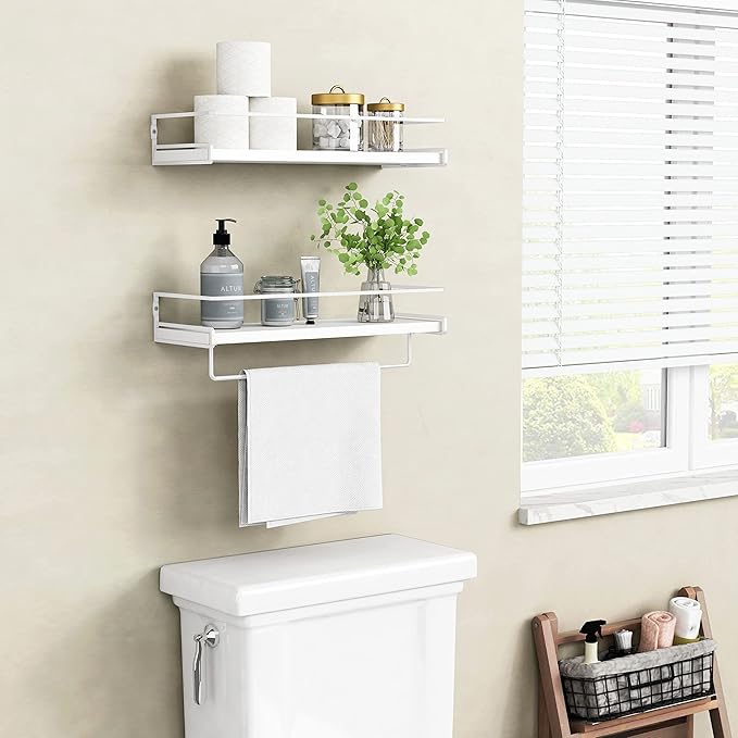 Forbena Bathroom Shelves for Wall Set of 2, Small Wall Mount Bookshelf and Toy - Image 4