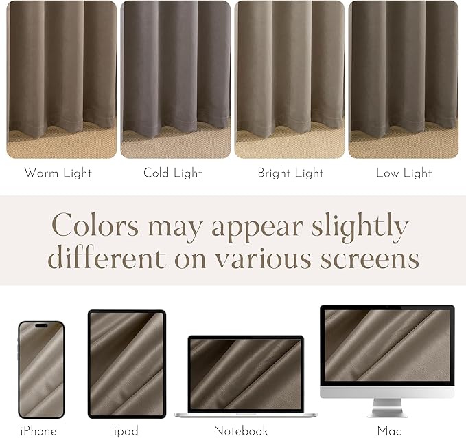 NICETOWN Taupe Velvet Curtains 84 inches Long - Image 7