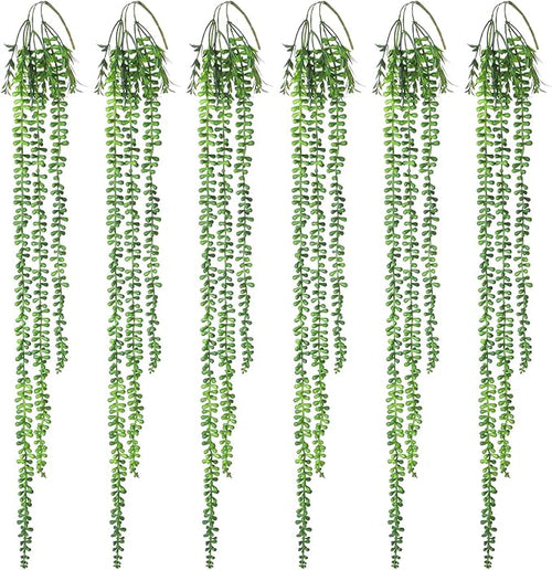 6pcs Artificial Succulents Hanging Plants, Fake Hanging Plant String of Pearls by Hobyhoon