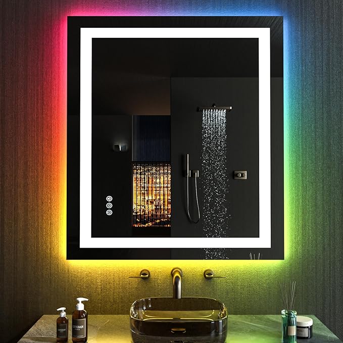 LOAAO 32”X36“ RGB LED Bathroom Mirror - Image 3