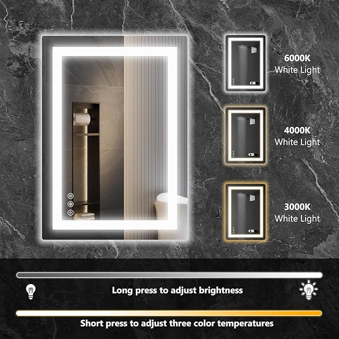 Sweetcrispy 24"x36" Smart Anti-Fog LED Bathroom Mirror - Image 7