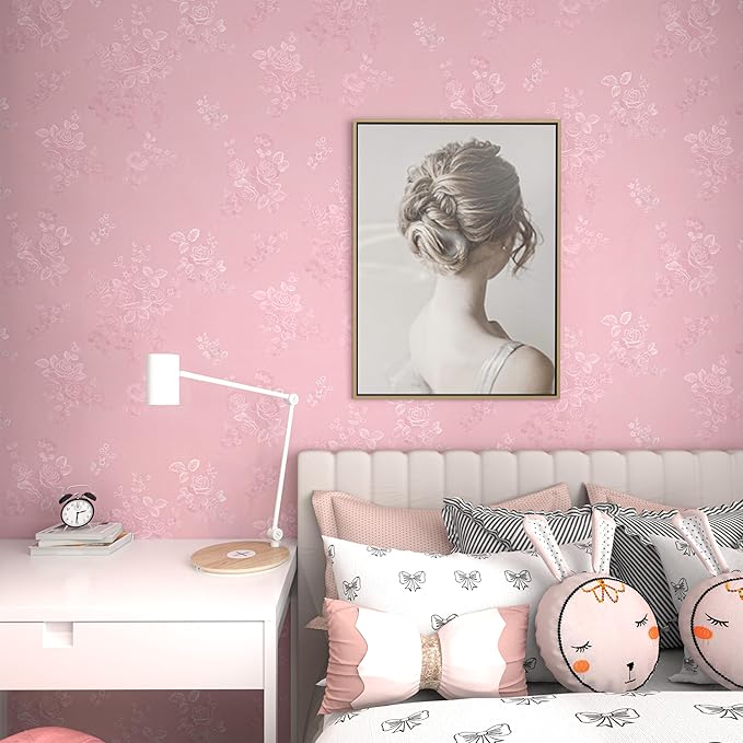 Pink Wallpaper Silk Embossed Floral Pink Contact Paper Peel and Stick Self - Image 2