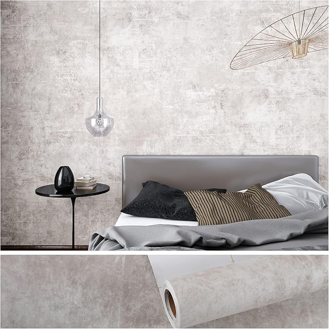 VEELIKE Neutral Concrete Wallpaper Peel and Stick Boho Aesthetic Wallpaper by VEELIKE