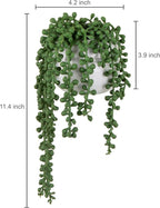 MyGift Artificial Faux String of Pearls Plants in White Ceramic Wall Hanging - Image 5