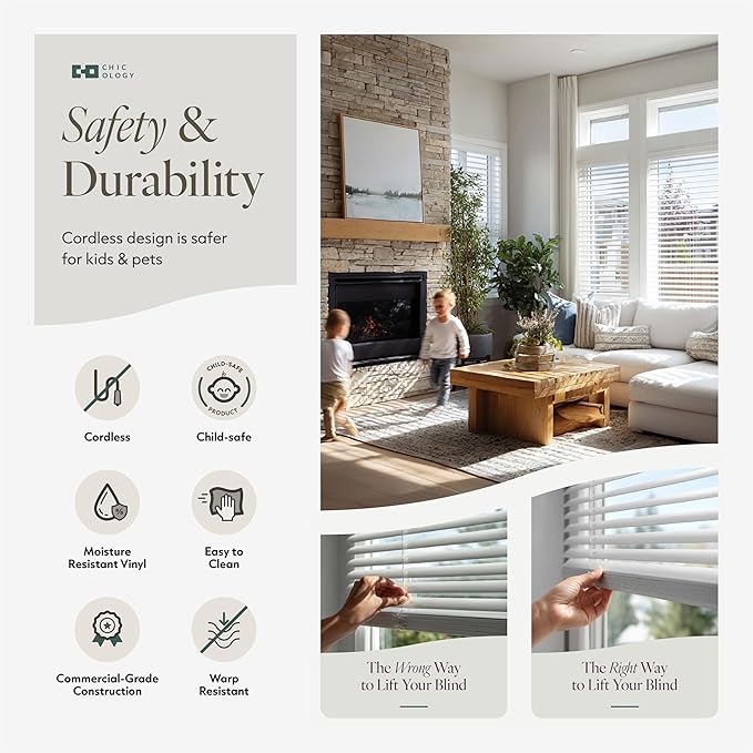 CHICOLOGY Cordless Mini Blinds for Indoor Windows, 83.5" W x 72" H, Light - Image 7