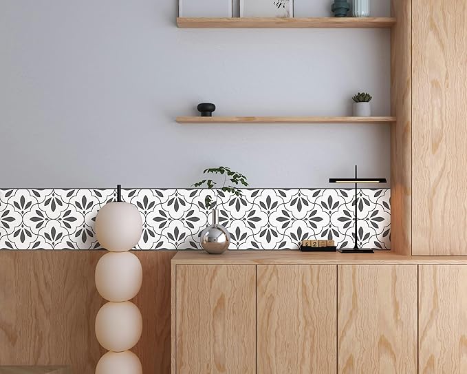 FLFK Wallpaper Border Black and White Patterns Peel and Stick Wall Border Self - Image 3