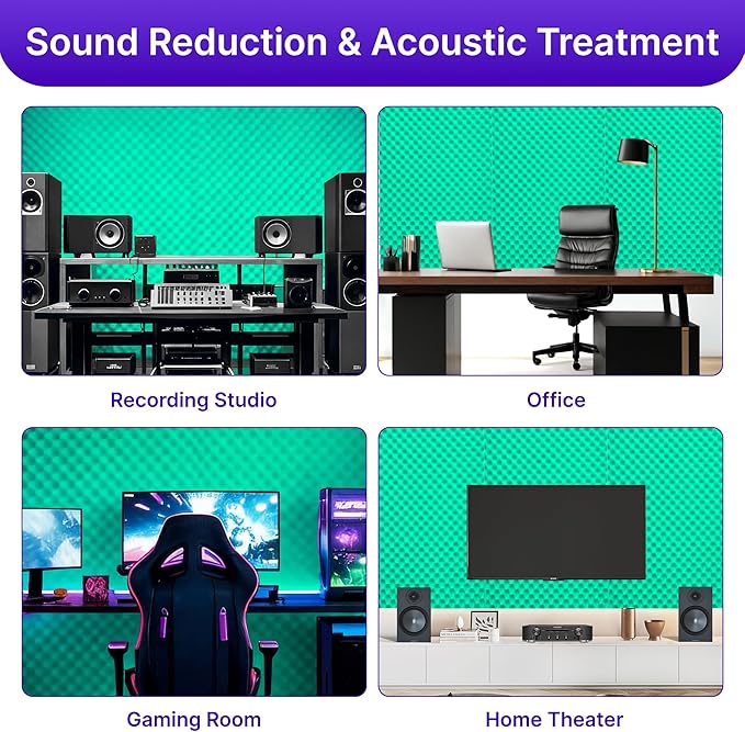 2 Pack Sound Proof Foam Panels for Walls, High Density Egg Crate Sound - Image 5