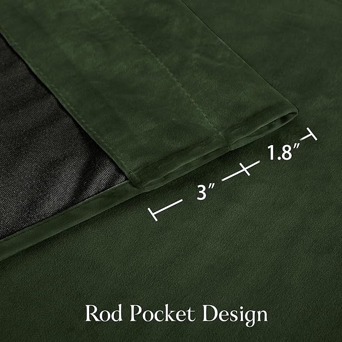 NICETOWN Olive Green 90 inch Long Velvet Curtains - Image 6