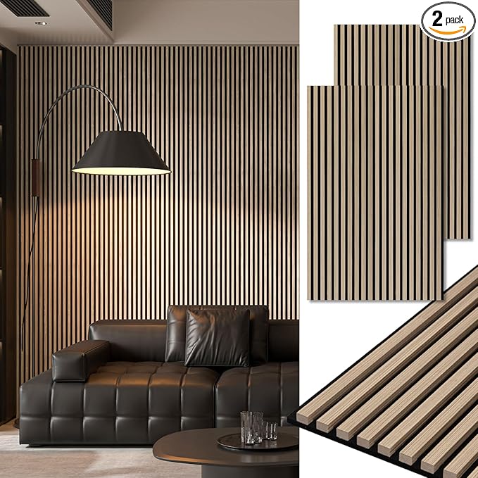 Art3d 2-Pack 48" x 24" Acoustic Wood Panels by Art3d