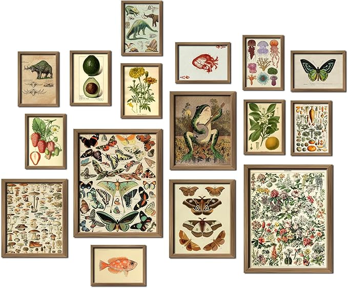 ANERZA 16 PCS Vintage Wall Art Decor, Botanical Cottagecore Wall Collage Kit by ANERZA