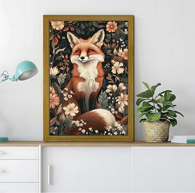 Framed 3D Textured Vintage Wall Art, Hand Drawn Sandstone Fox Wall Decor - Image 2