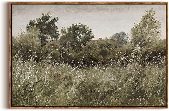 InSimSea Framed Canvas Wall Art Vintage Decor, Large Art Countryside Field by InSimSeaArt