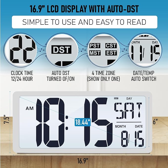 TXL 18.44" Large Digital Wall Clock - Image 3