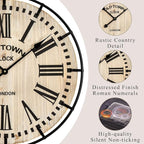 EMAX HOME Rustic Farmhouse Wall Clock 24 Inch, Vintage Oldtown London Wooden - Image 5