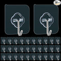 Adhesive Hooks, 32 Pack 33lb Sticky Hooks, Transparent Reusable Removable by DKHDBD