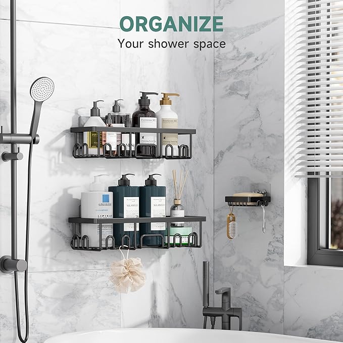 Veken Shower Caddy 3-Pack, Advanced Rustproof Design, No Drilling Adhesive - Image 5