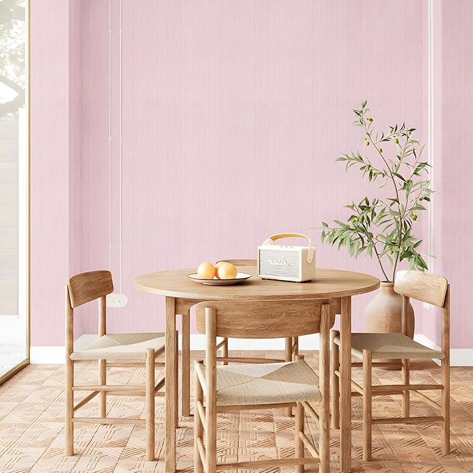 Pink Grasscloth Peel and Stick Wallpaper A Set of 23.6" X 120" Self-Adhesive - Image 4