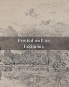 InSimSea Framed Canvas Wall Art, Neutral Sketch Landscape Painting, Rustic - Image 7