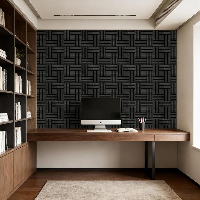 WoveN SounD Artisan Acoustic Wall Panels, 16 Pack 12x12 Inch, PVC Wood Grain - Image 7