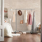 Khaki Grasscloth Peel and Stick Wallpaper 17.3"x120" Faux Linen Textured - Image 9