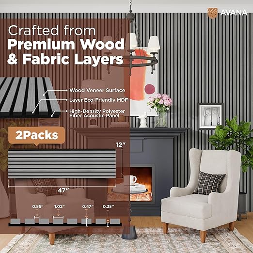 Avana Acoustic Wood Wall Panels – 47.2 X 12.6 Inch Gray Oak Acoustic Panels 2 - Image 4