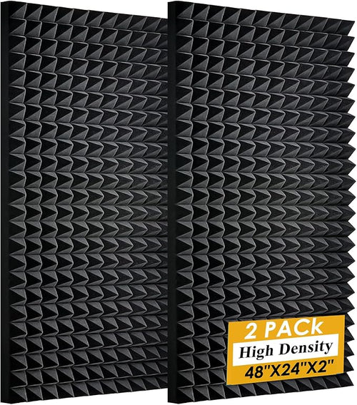 2 Pack Black Acoustic Foam Panels, High Density Soundproof Wall Panels by Unknown