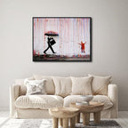 Wieco Art Framed Banksy Raining Day or Colorful Graffiti Street Famous Canvas - Image 2