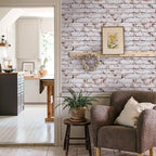 COMSTICKC 3D Faux Brick Wall Panel Red-Tinted White, Peel and Stick Wall - Image 7