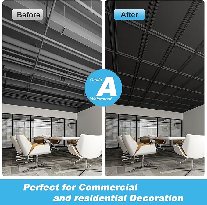 Art3d Drop Ceiling Tiles 48x24, Decorative PVC Ceiling Panels, Waterproof - Image 3