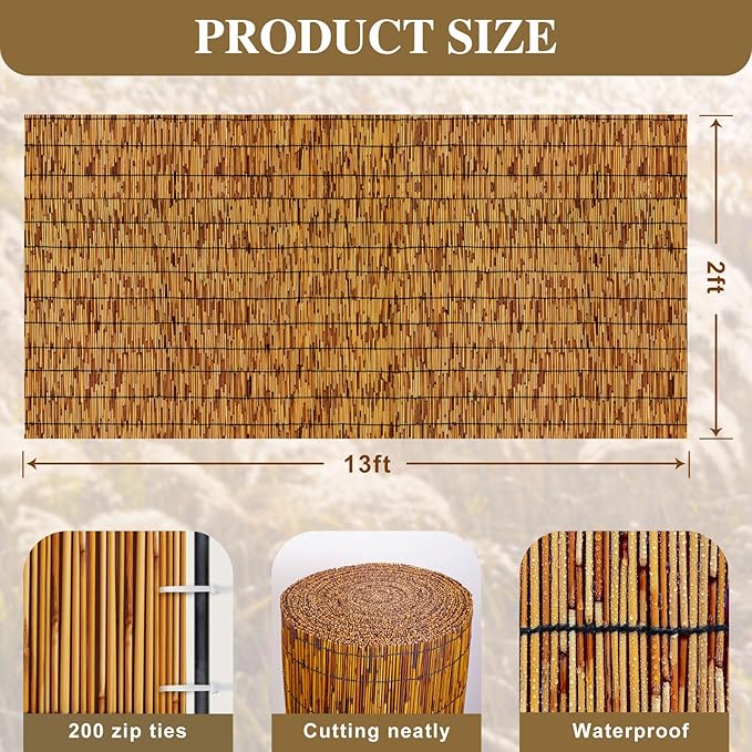 Bamboo Fencing–Handwoven, Bamboo wall Panel Outdoor Privacy Reed Screening - Image 2