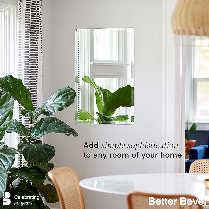 Better Bevel Frameless Rectangle Mirror | 18" x 40" Bathroom Wall Mirror - Image 2