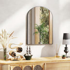 DUMOS Black Metal Arch Vanity Rounded Rectangle Bathroom Mirrors - Image 7