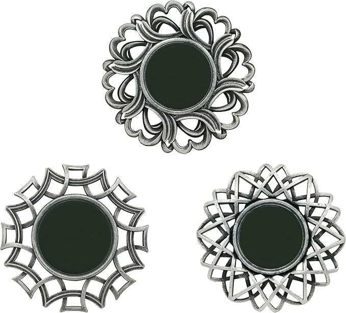 Retro Silver Mirrors for Wall Pack of 3. Round Mirrors. Decorative by MCCxxii