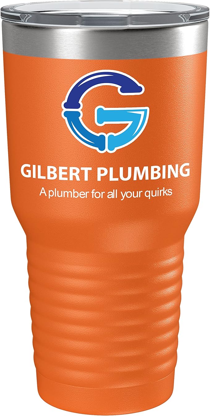 Personalized 30oz (17 Colors) Printed Insulated Stainless Steel Powder Coated Tumbler with Lid - Custom Bulk Promotional Items with your Logo - Bulk Company Small Business Party Favors (Orange)