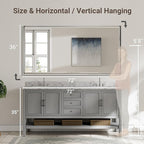72'' x 36'' Large Beveled Silver Bathroom Vanity Mirror, Shatterproof Rectangle - Image 2