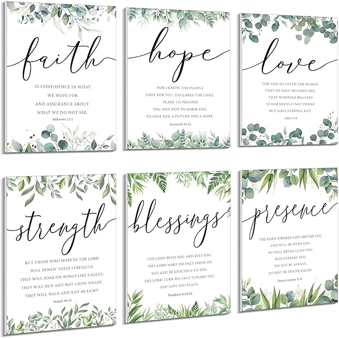 Sacubee 6 Pack Acoustic Christian Art Panels 12" x 16" Faith Hope Love by Sacubee