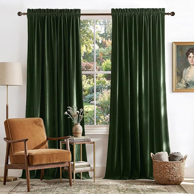 NICETOWN Green Velvet Curtains 108 inches by NICETOWN