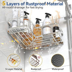 YASONIC Corner Shower Caddy Organizer, Self-Adhesive Rustproof Bath Shelves - Image 3