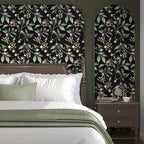 Black Green Floral Peel and Stick Wallpaper, 17.5" x 197" Vintage Dark Green - Image 2