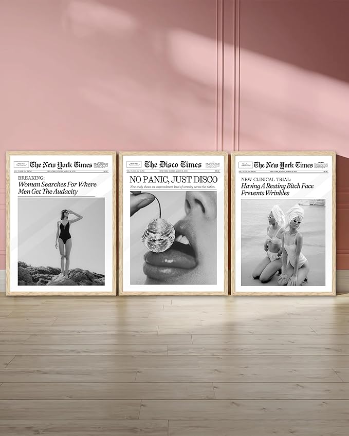 iHery Unframed Trendy NewsPaper Black Wall Art Prints Set of 1, 12x16in Canvas - Image 7
