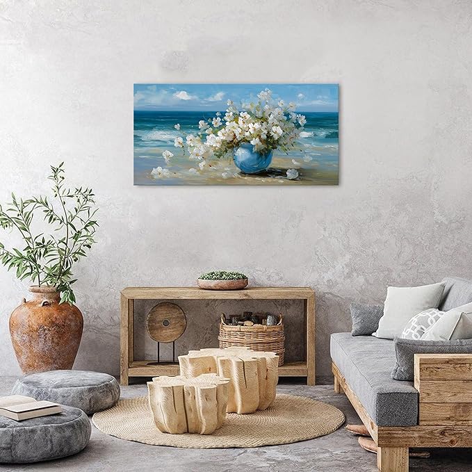 AIYISU Vintage Flowers Canvas Wall Art White Blossom Painting Retro Flowers in - Image 5