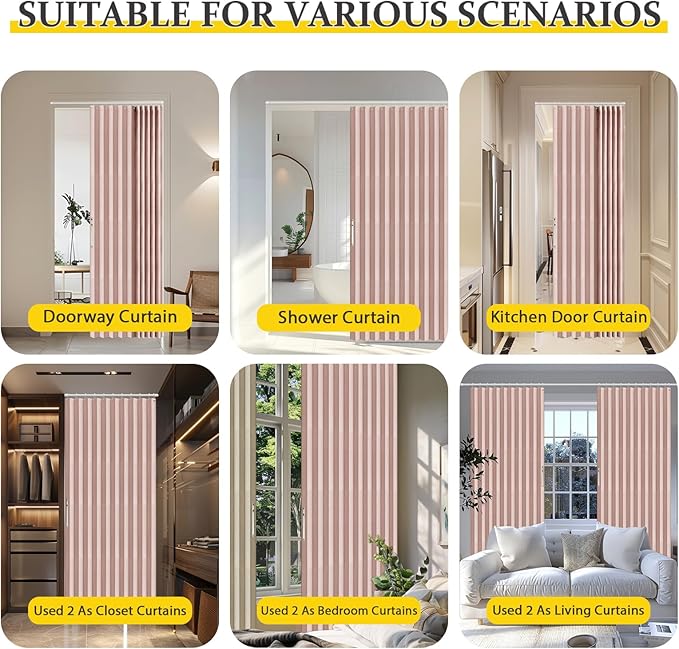 AJAZZ 100% Blackout Magnetic Door Curtain Accordion Doors Interior Closet Door - Image 5