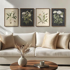 Framed Botanical Wall Art for Living Room, 4 Piece Rustic Floral Canvas - Image 8