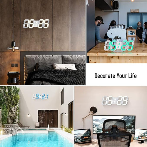 3D LED Digital Wall Clock 9.7" RGB Neon Alarm Clock, Large Display Desk/Wall - Image 2