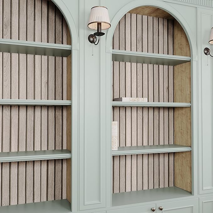 VEELIKE Rustic Grey Oak Wood Slat Peel and Stick Wallpaper 24''x118'' Faux Wood - Image 5