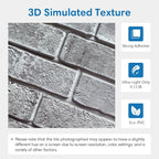COMSTICKC 3D Gray Brick Wall Panel, Peel and Stick Brick Tiles, Small Size Thin - Image 3