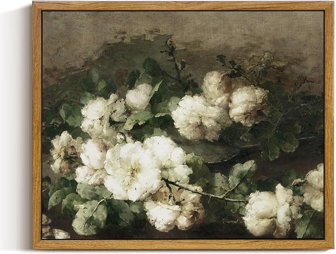 InSimSea Framed Canvas Wall Art Vintage Decor, Flower Prints Room Wall Decor by InSimSeaArt