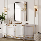 48X32 Inch Metal Black Framed Bathroom Mirror - Image 9